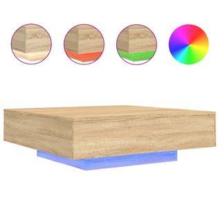 Table Basse, Table De Salon Avec Lumières LED Chêne Sonoma 100x100x31 Cm