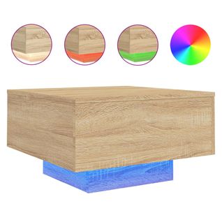 Table Basse, Table De Salon Avec Lumières LED Chêne Sonoma 55x55x31 Cm