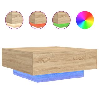 Table Basse, Table De Salon Avec Lumières LED Chêne Sonoma 80x80x31 Cm