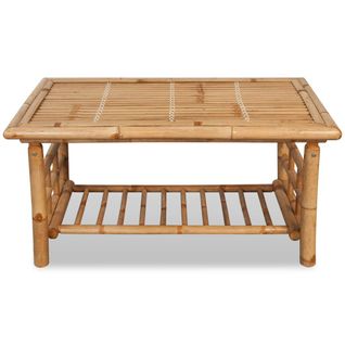 Table Basse, Table De Salon Bambou 90x50x45 Cm
