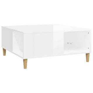 Table Basse, Table De Salon Blanc Brillant 80x80x36,5 Cm Bois D'ingénierie