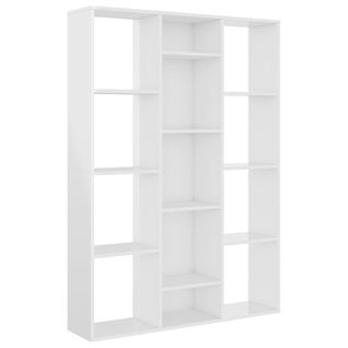 Bibliothèque, Étagère, Séparateur De Pièce Blanc Brillant Bois Ingénierie