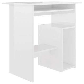 Bureau D'ordinateur - Table D'étude Blanc Brillant 80x45x74 Cm Bois D’ingénierie