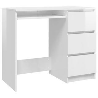 Bureau Informatique - Table D'étude Blanc Brillant 90x45x76 Cm Bois D’ingénierie