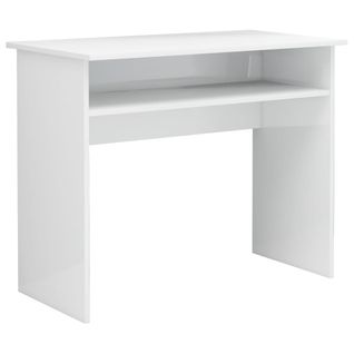 Bureau D'ordinateur - Table D'étude Blanc Brillant 90x50x74 Cm Bois D'ingénierie