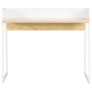 Bureau Informatique - Bureau D'ordinateur - Table D'étude Blanc Et Chêne 90x60x88 Cm