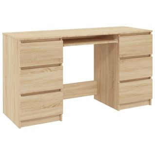 Bureau Informatique - Table D'étude Chêne Sonoma 140x50x77 Cm Bois D'ingénierie