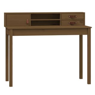 Bureau D'ordinateur - Table D'étude Marron Miel 110x50x93 Cm Bois Massif De Pin