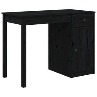 Bureau Informatique - Bureau D'ordinateur - Table D'étude Noir 100x50x75 Cm Bois Massif De Pin