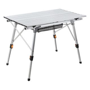 Table De Camping Pliante En Aluminium, 91 X 50 Cm, Hauteur Réglable - Argento