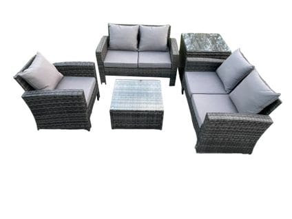 Salon De Jardin En Rotin Ave Table Basse Chaise Table D'appoint Gris Foncé