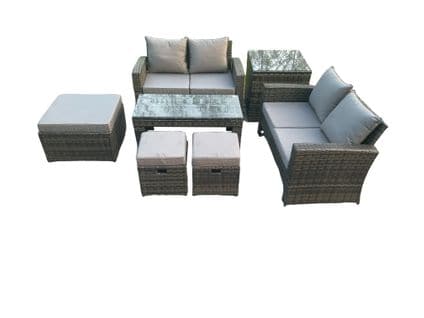 7 Places Dossier Haut Salon De Jardin En Rotins Ave Table Basse Table D'appoint