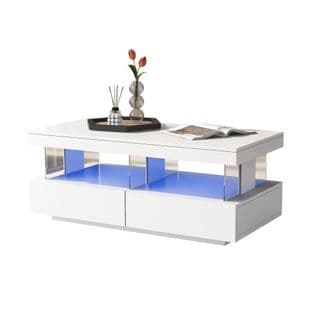 Table Basse Moderne Avec Éclairage Led Et Panneaux En Verre