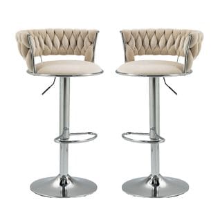 Lot De 2 Tabourets De Bar Réglables Avec Repose-Pieds - Beige