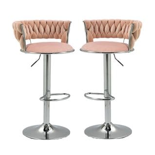 Lot De 2 Tabourets De Bar Réglables En Hauteur Avec Repose-Pieds - Rose