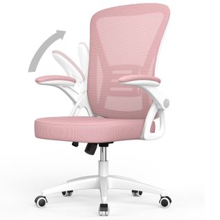 Chaise de bureau chaise de bureau ergonomique avec accoudoir rabattable à 90° support lombaire rose
