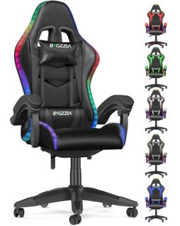 Ergonomique Chaise Gaming Avec Éclairage LED Effets-Noir