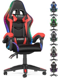 Ergonomique Chaise Gaming Avec Éclairage LED Effets-Rouge