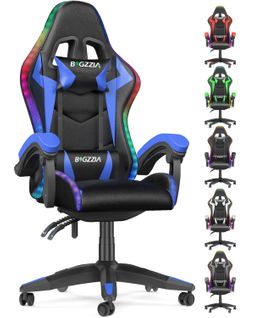 Ergonomique Chaise Gaming Avec Éclairage LED Effets-Bleu