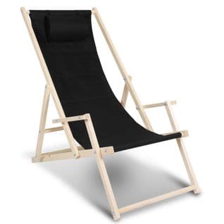 Chaise Longue Pliable Chaise Longue De Jardin En Bois Chaise Longue De Balcon Noir Avec Mains Couran