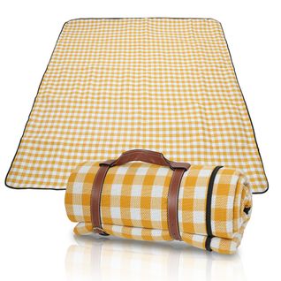 Couverture De Camping Nappe Pique Nique Imperméable 200x200cm Poignée Isolation Tapis Jaune