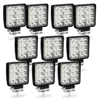 10x 48w Projecteur Phare De Travail 12v 24v LED Carré LED Moto Spot Feux Additionnels Offroad Lampe