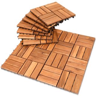 33x Dalles De Terrasse En Bois D'acacia Pour 3m² 30 X 30 Cm Jardin Extérieur Système D’emboîtement E