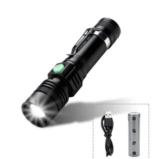 Torche Lampe De Poche,led Usb Rechargeable Ultra Puissante Cree Lampe Torche,4 Modes Ip44 Zoomable