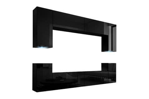 Ensemble Meuble TV Concept 1-hg-b -12-1b Noir Brillant 256 Cm