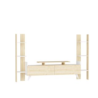 Ensemble Meuble TV Lara 182cm Chêne Et Blanc