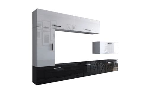 Ensemble Meuble TV Concept 10-10-hg-bw-7 Blanc-noir Brillant 249 Cm