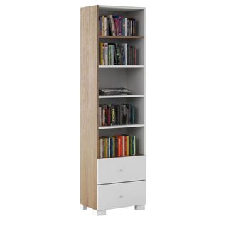 Bibliothèque Nature 55cm Blanc Et Bois