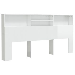 Tête De Lit Armoire De Tête De Lit - Blanc Brillant 200x19x103,5 Cm