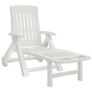 Bain De Soleil Pliable - Transat Chaise Longue Avec Roues Blanc Pp