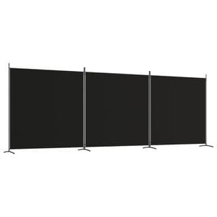 Paravent Cloison De Séparation 3 Panneaux Noir 525x180 Cm Tissu