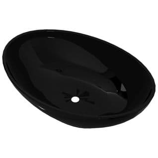 Lavabo À Poser Vasque Salle De Bain - Ovale Céramique 40 X 33 Cm Noir