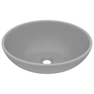 Lavabo À Poser Vasque Salle De Bain - Ovale De Luxe Gris Clair Mat 40x33 Cm Céramique