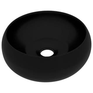 Lavabo À Poser Vasque Salle De Bain - Rond De Luxe Noir Mat 40x15 Cm Céramique