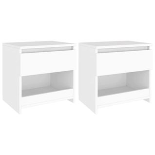 Lot De 2 Tables De Chevet - Tables De Nuit Table D'appoint Blanc 40x30x39 Cm Aggloméré