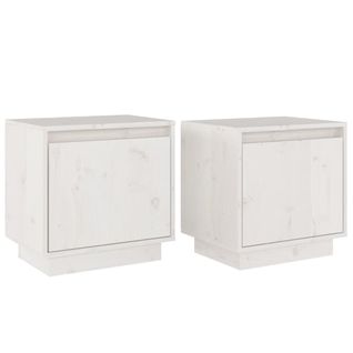 Lot De 2 Tables De Chevet - Tables De Nuit Table D'appoint Blanc 40x30x40 Cm Bois De Pin Solide