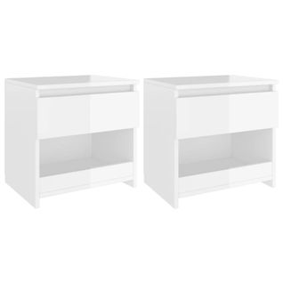 Lot De 2 Tables De Chevet - Tables De Nuit Table D'appoint Blanc Brillant 40x30x39 Cm Aggloméré