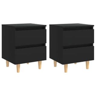 Lot De 2 Tables De Chevet - Tables De Nuit Table D'appoint Avec Pieds En Pin Noir 40x35x50 Cm