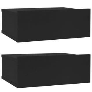 Lot De 2 Tables De Chevet Flottantes - Tables De Nuit Table D'appoint Noir 40x30x15 Cm