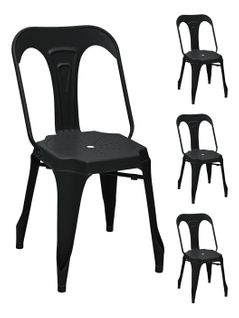 Lot de 4 chaises "INDUSTRIEL" noires pour le prix de 3