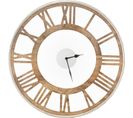 Horloge Murale Silencieuse De 51 Cm, Grande Horloge Ronde Pour Chambre Bureau Salon, Bois Naturel