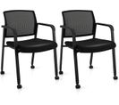 Lot De 2 Chaises De Salles De Réunion, Fauteuil De Réception Pour Bureau, Salle D'attente, Noir