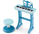 2 En 1 Piano Numérique à 37 Touches Enfants Avec Tabouret Et Microphone Réglable(bleu)