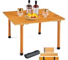 Table De Camping Pliante Avec Plateau Enroulable, Pour Plage Pêche Barbecues 69 X69x42cm (naturel)