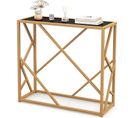 Console Pour Entrée Avec Plateau En Verre Trempé 80 Cm, Table Console Cadre ,80 X 30 X 75 Cm