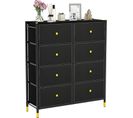 Commode Chambre, Commode Chambre Adulte 8 Tiroirs En Cuir Pu Et Tissu Pliable, Noir (8 Tiroirs)